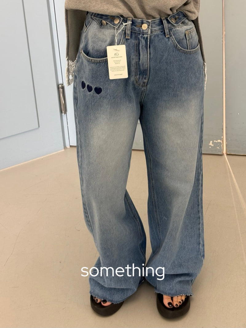 Something - Korean Women Fashion - #momslook - Heart Denim Pants - 5