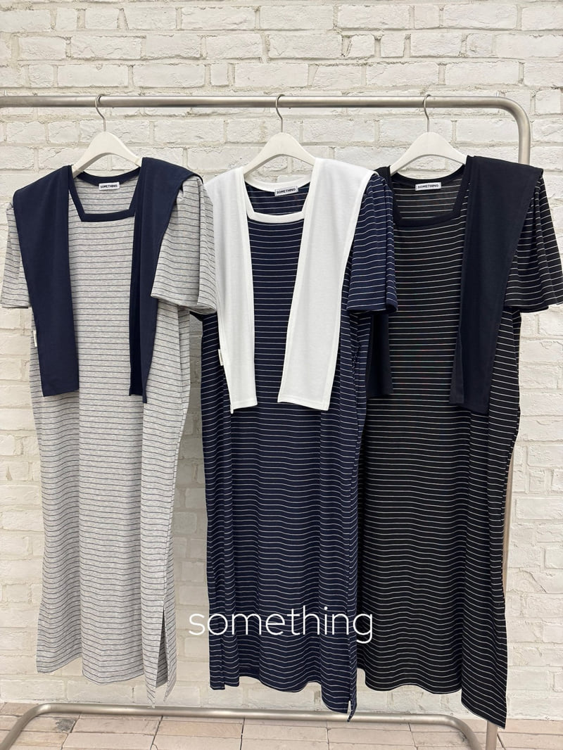 Something - Korean Women Fashion - #momslook - Shawl Stripe One-piece
