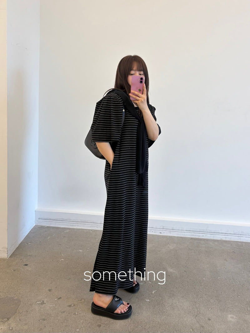 Something - Korean Women Fashion - #momslook - Shawl Stripe One-piece - 9