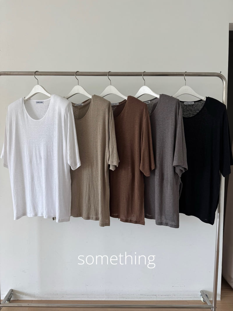 Something - Korean Women Fashion - #momslook - Linen U-Neck Tee