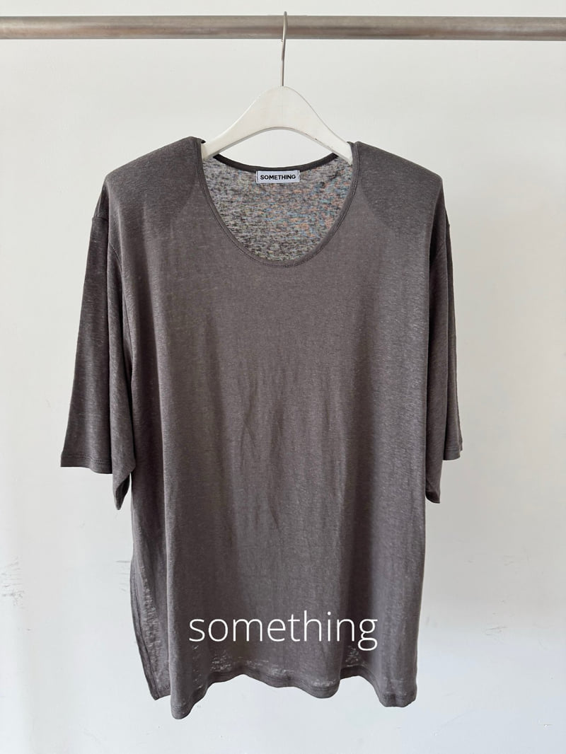 Something - Korean Women Fashion - #momslook - Linen U-Neck Tee - 3