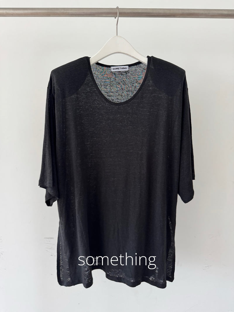 Something - Korean Women Fashion - #momslook - Linen U-Neck Tee - 5