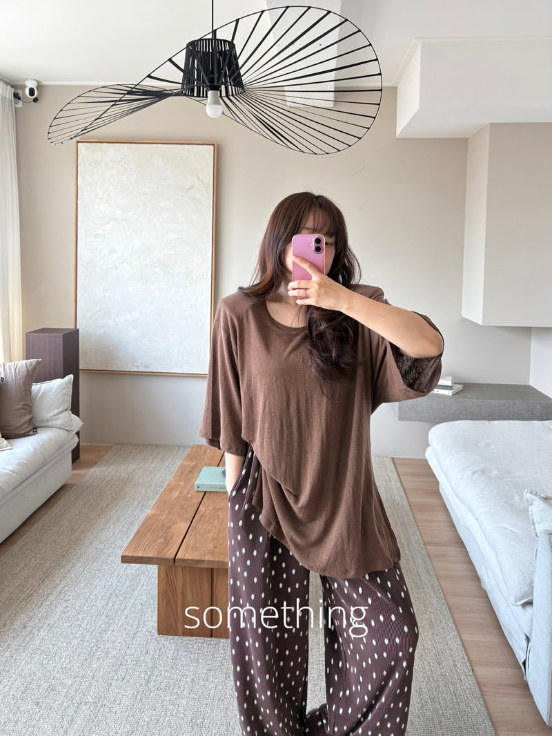 Something - Korean Women Fashion - #momslook - Linen U-Neck Tee - 8