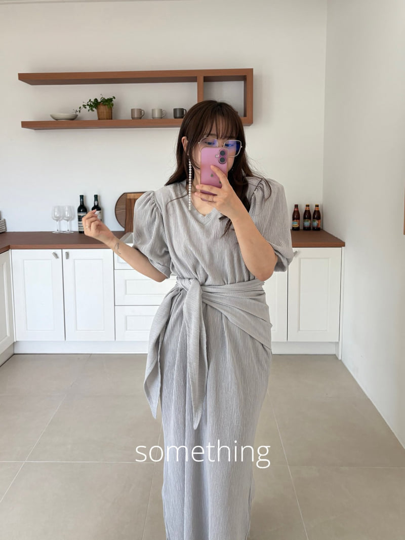 Something - Korean Women Fashion - #pursuepretty - Shawl Pleated One-piece - 9