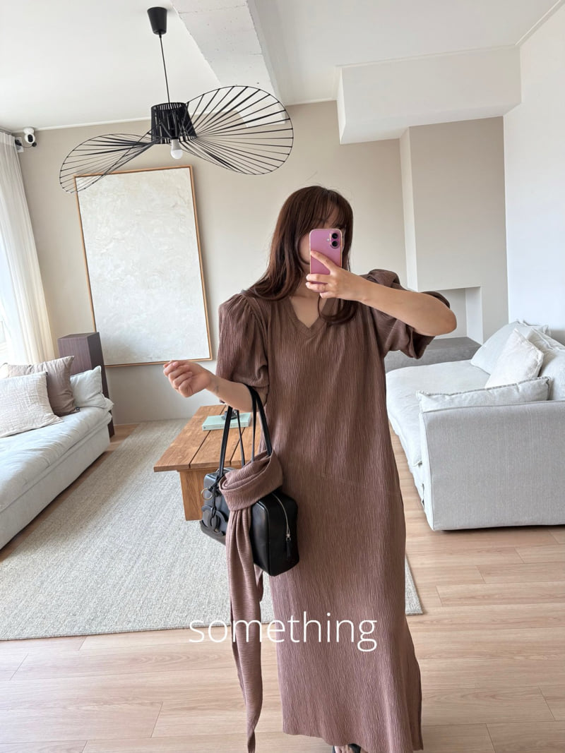 Something - Korean Women Fashion - #romanticstyle - Shawl Pleated One-piece - 11