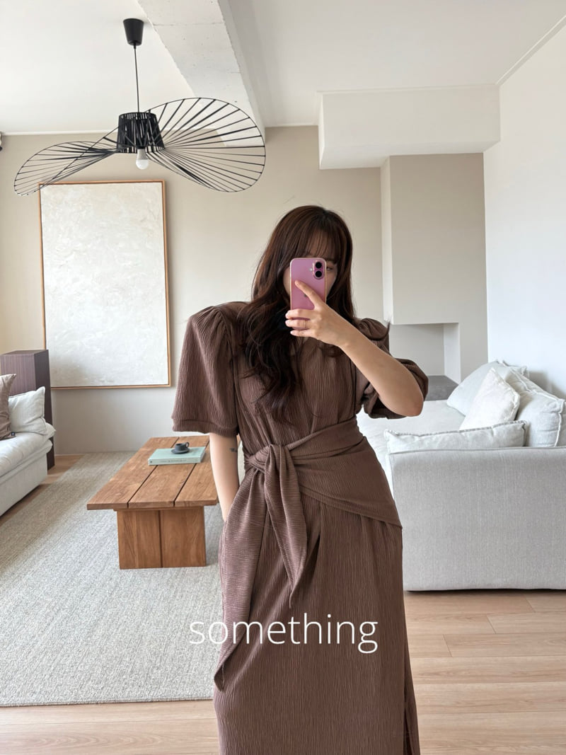 Something - Korean Women Fashion - #shopsmall - Shawl Pleated One-piece - 12