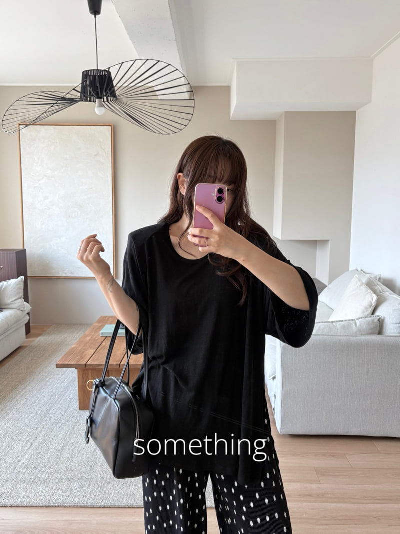 Something - Korean Women Fashion - #vintageinspired - Linen U-Neck Tee - 11