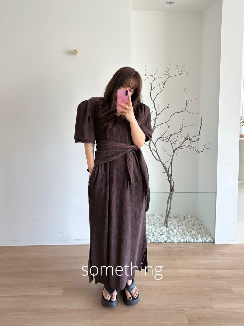 Something - Korean Women Fashion - #vintageinspired - Shawl Pleated One-piece - 7
