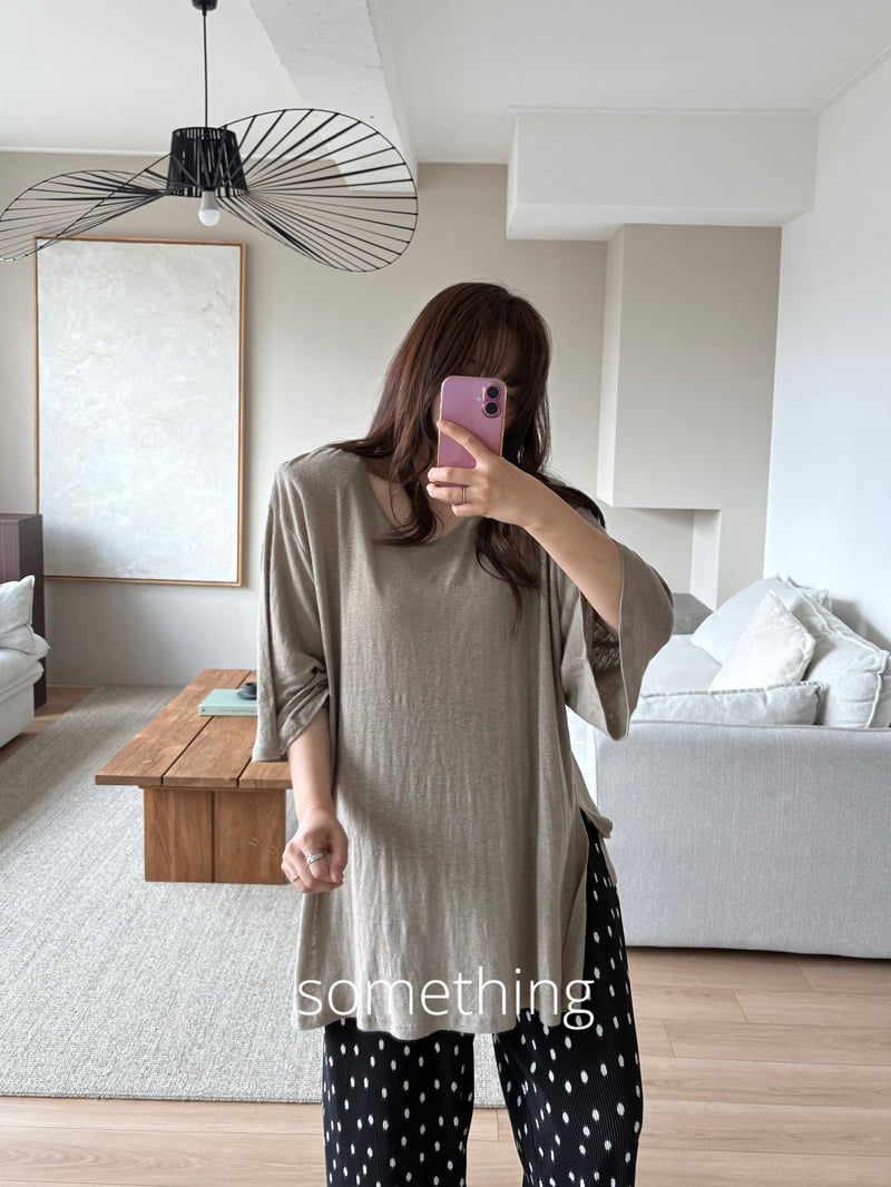 Something - Korean Women Fashion - #vintagekidsstyle - Linen U-Neck Tee - 12