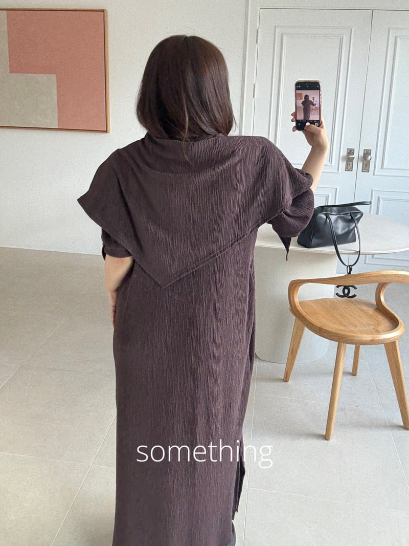 Something - Korean Women Fashion - #vintagekidsstyle - Shawl Pleated One-piece - 8