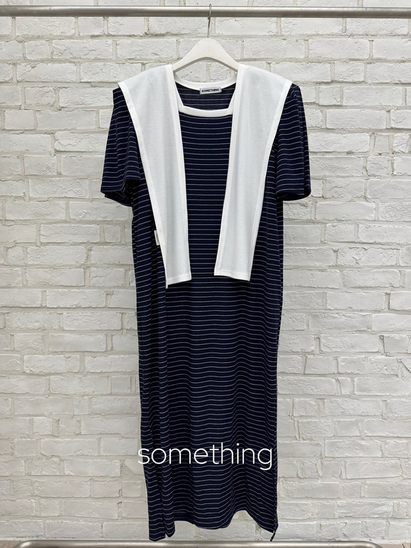 Something - Korean Women Fashion - #womensfashion - Shawl Stripe One-piece - 2