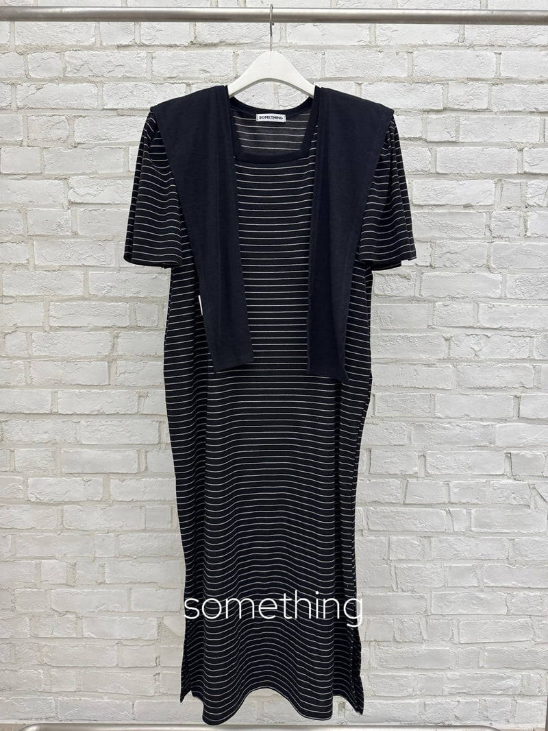 Something - Korean Women Fashion - #momslook - Shawl Stripe One-piece - 4