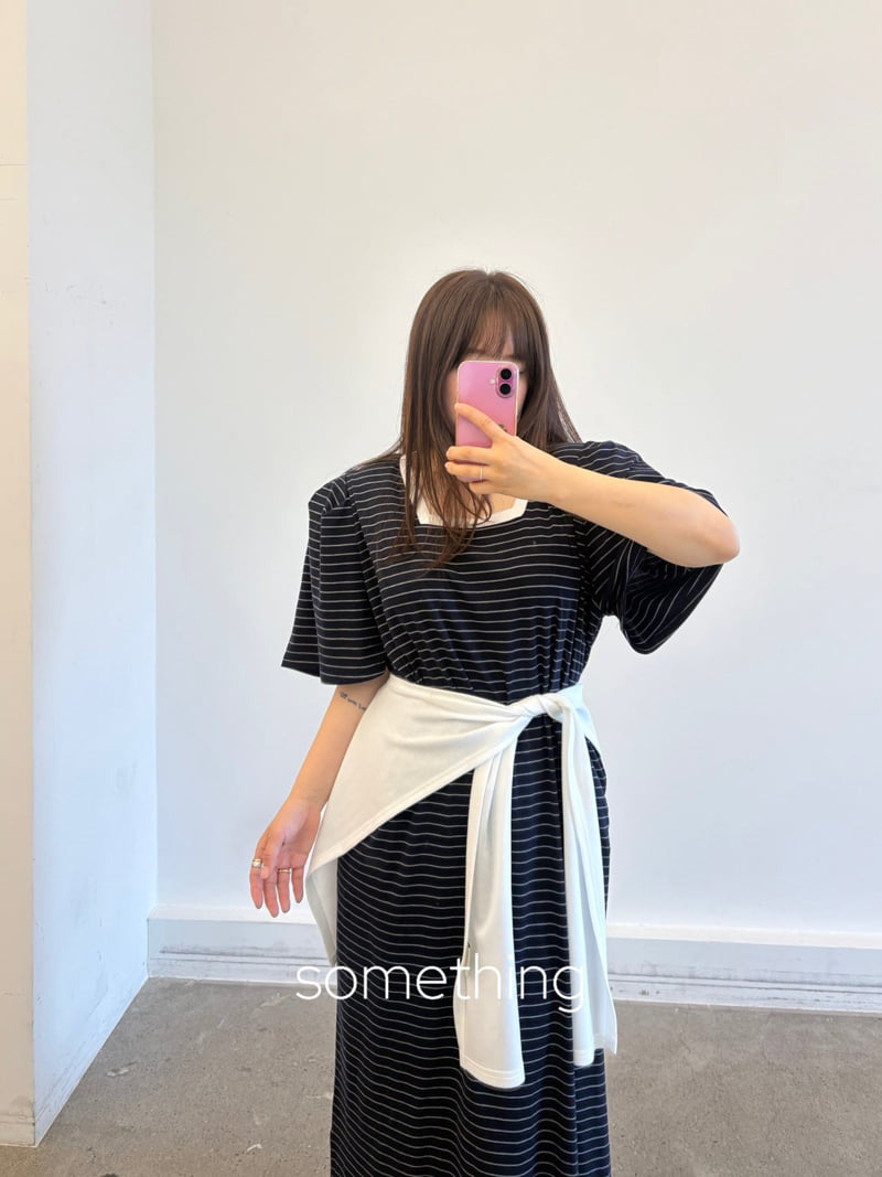 Something - Korean Women Fashion - #womensfashion - Shawl Stripe One-piece - 6