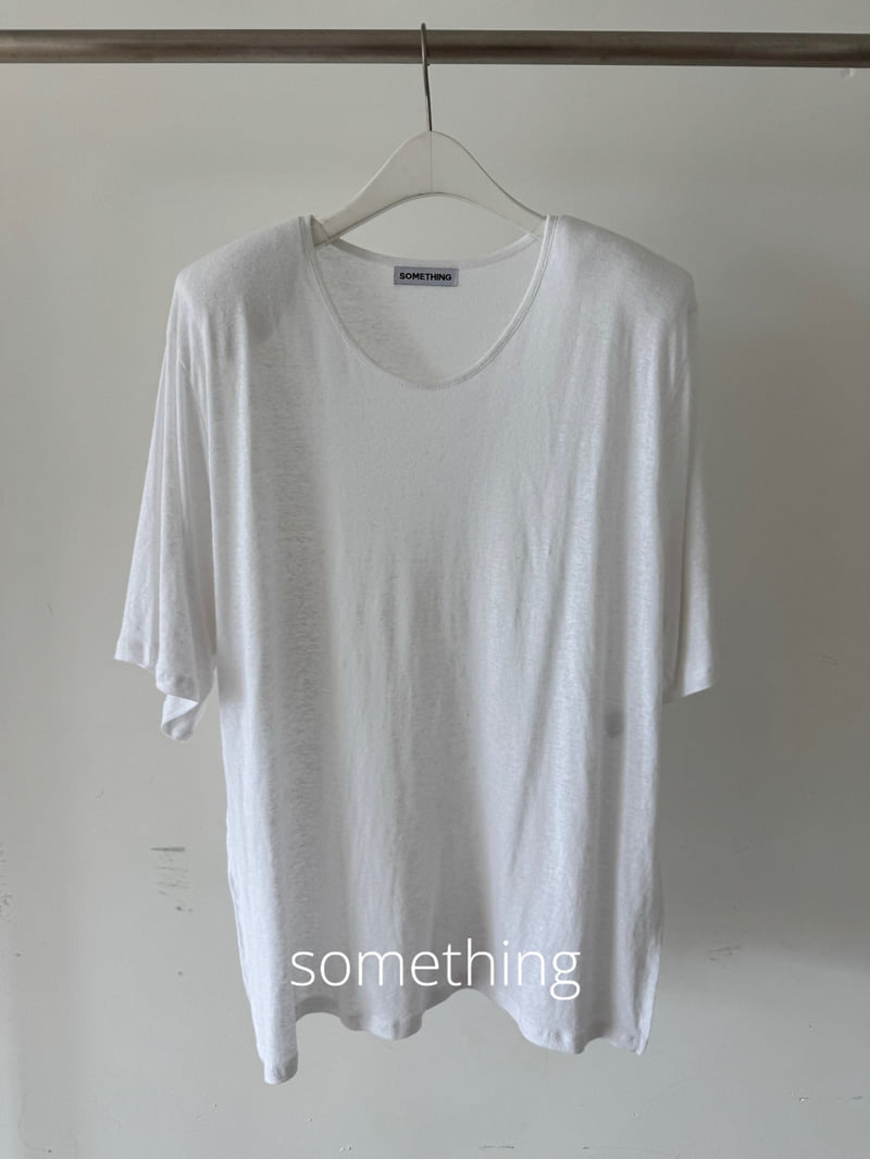 Something - Korean Women Fashion - #womensfashion - Linen U-Neck Tee - 2