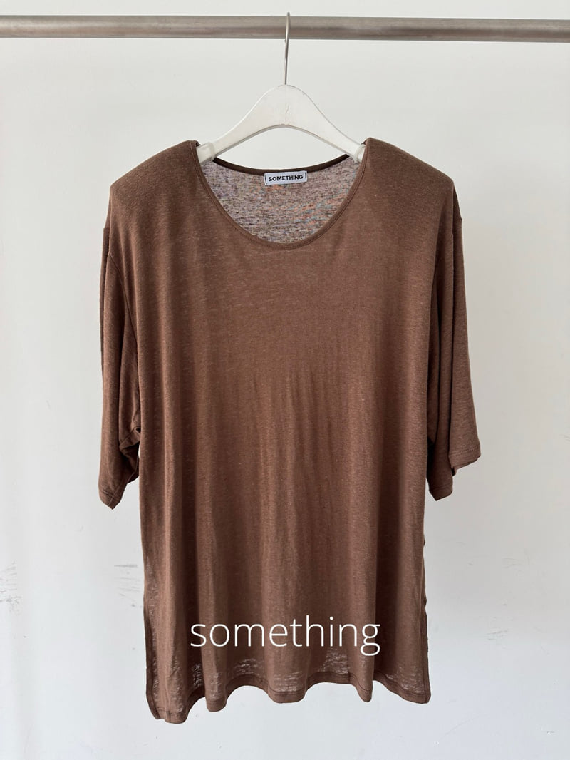 Something - Korean Women Fashion - #momslook - Linen U-Neck Tee - 4