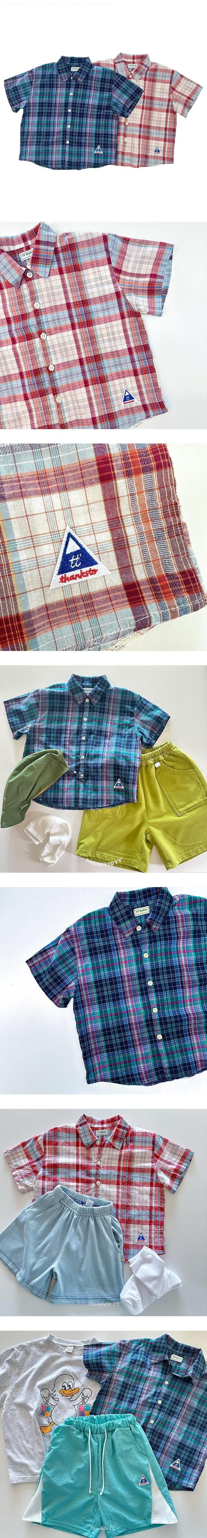 Thanksto TT - Korean Children Fashion - #childrensboutique - Triangle Check Shirt