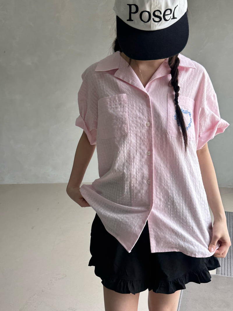 Theres - Korean Women Fashion - #momslook - Embroidered Shirt