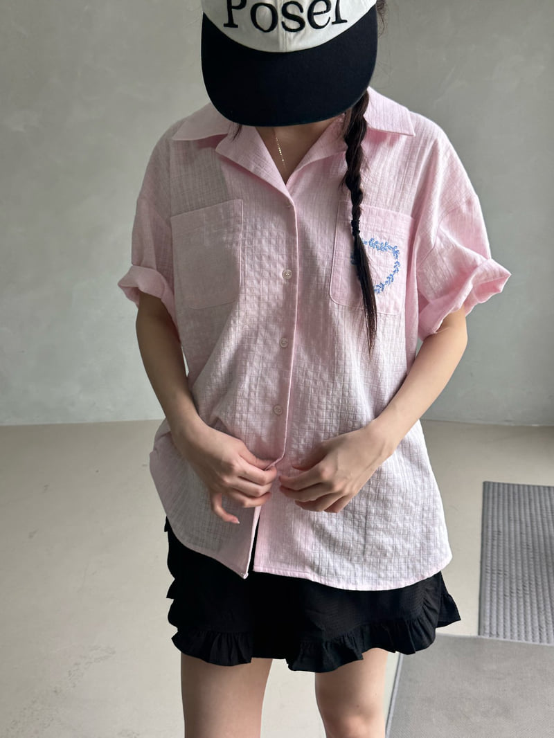 Theres - Korean Women Fashion - #momslook - Embroidered Shirt - 3