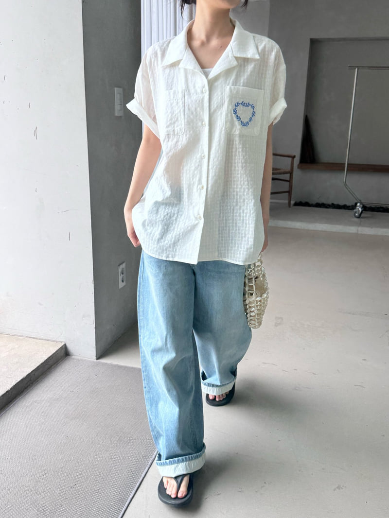 Theres - Korean Women Fashion - #momslook - Embroidered Shirt - 9