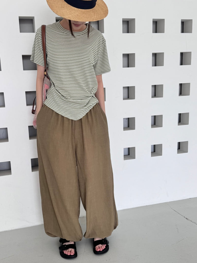 Theres - Korean Women Fashion - #momslook - Twist Stripe Tee - 2