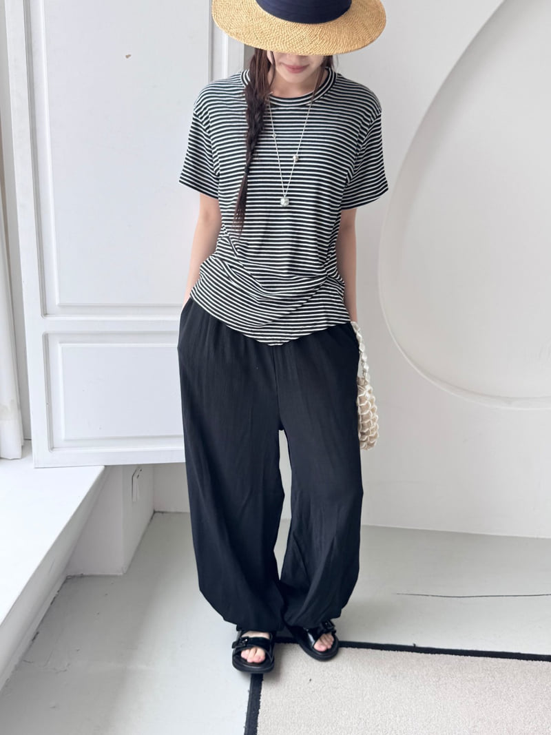 Theres - Korean Women Fashion - #momslook - Twist Stripe Tee - 6