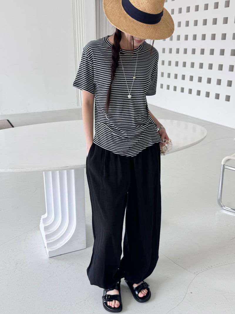 Theres - Korean Women Fashion - #momslook - Twist Stripe Tee - 7