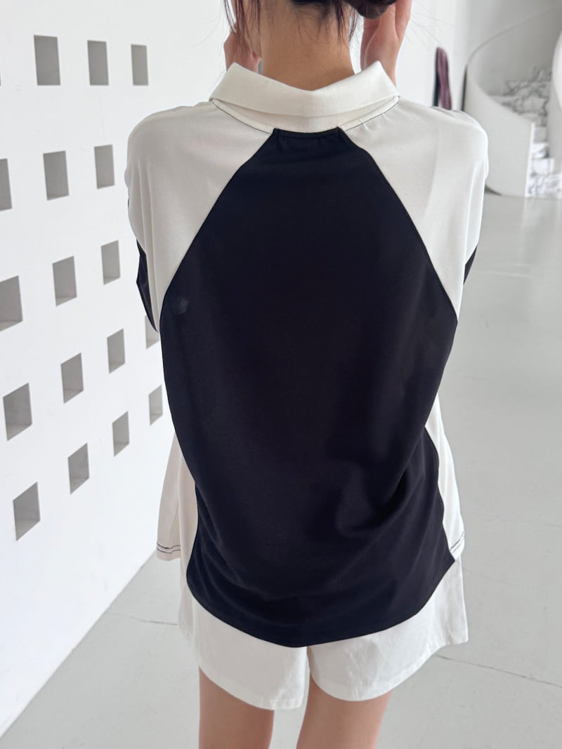 Theres - Korean Women Fashion - #momslook - Love Collar Tee - 4