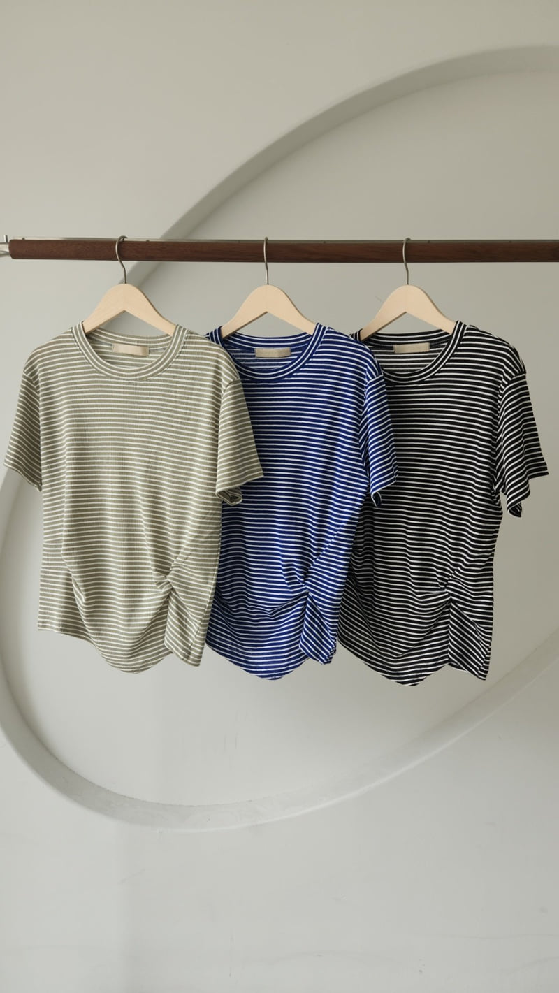 Theres - Korean Women Fashion - #pursuepretty - Twist Stripe Tee - 12