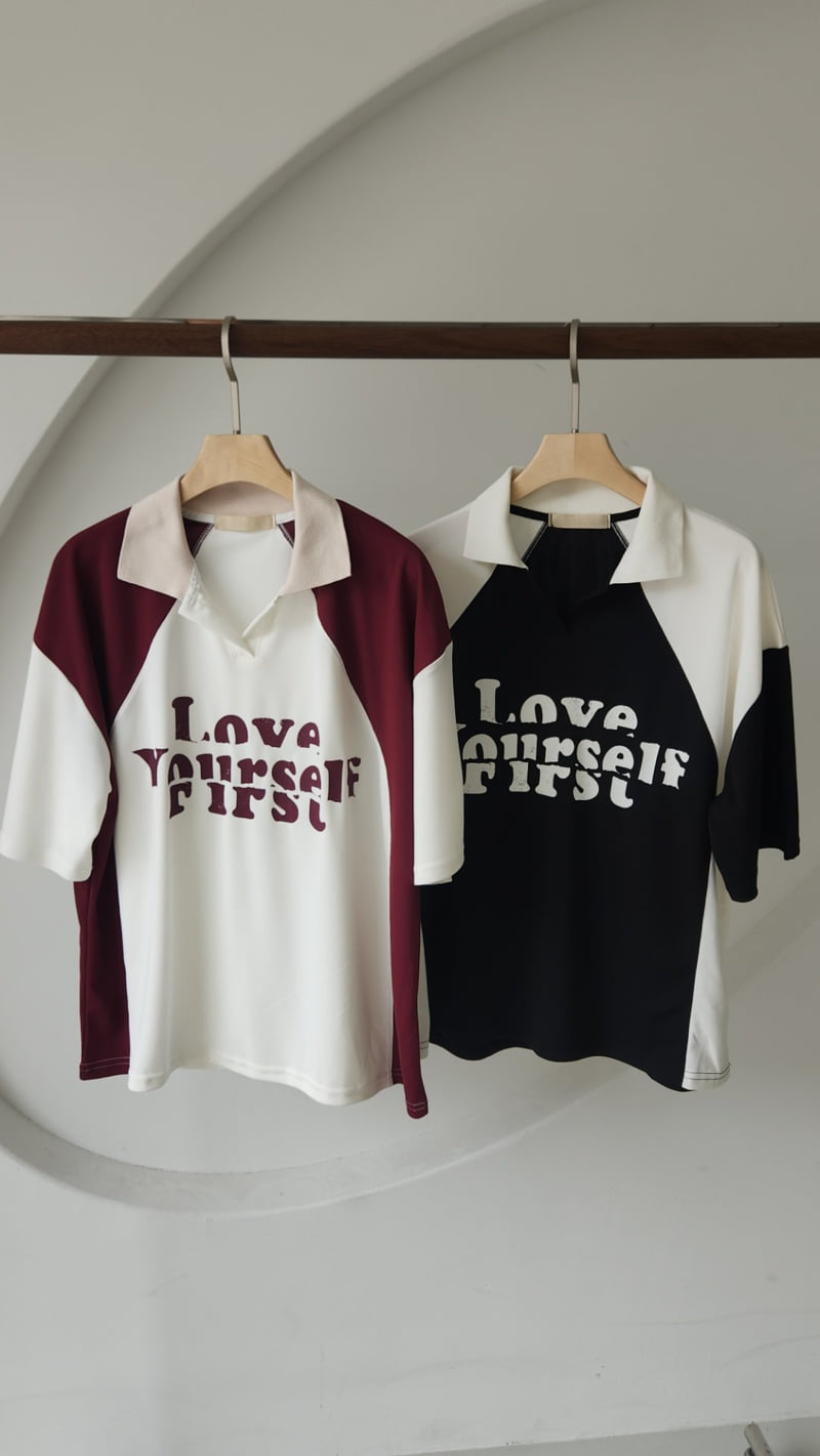 Theres - Korean Women Fashion - #shopsmall - Love Collar Tee - 12