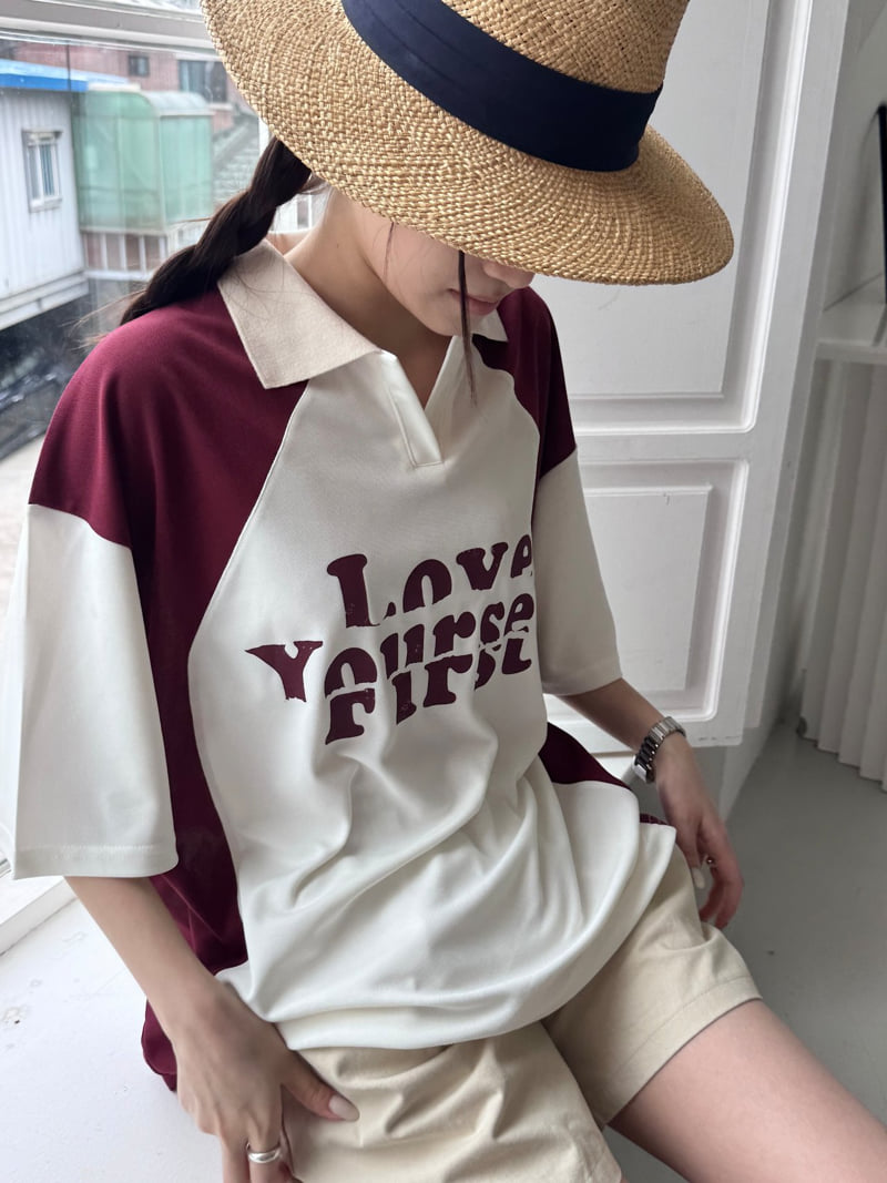Theres - Korean Women Fashion - #womensfashion - Love Collar Tee - 6