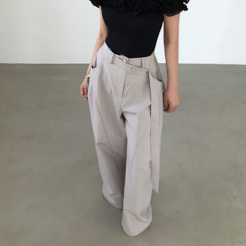Twomoon - Korean Women Fashion - #vintagekidsstyle - Character Belted Pants - 3