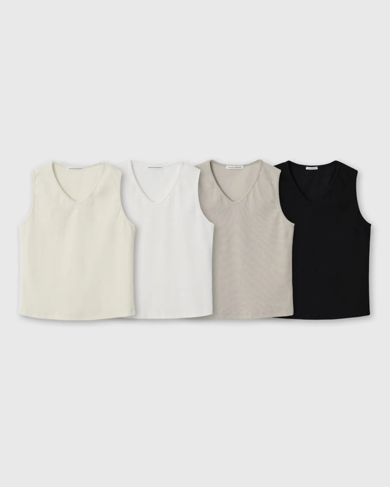 Understanding - Korean Women Fashion - #vintagekidsstyle - Narrow V-neck Sleeveless - 4