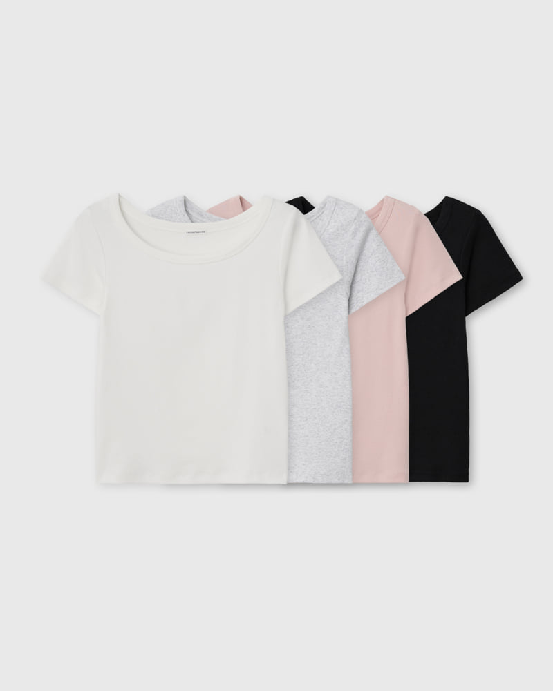 Understanding - Korean Women Fashion - #thatsdarling - Deep U-neck Short Sleeve Tee - 7