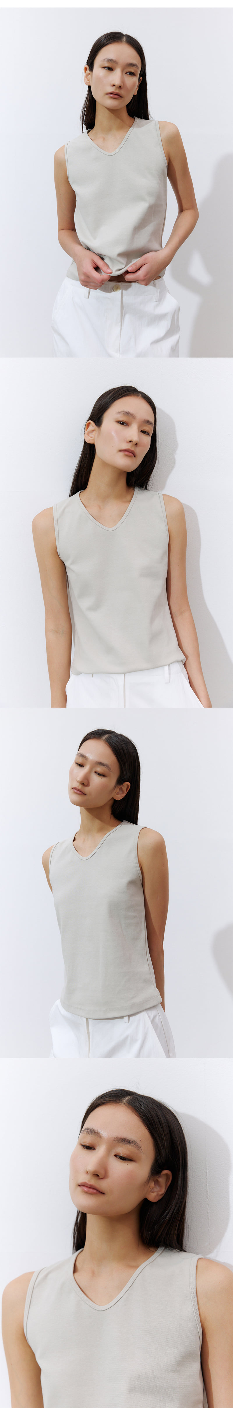 Understanding - Korean Women Fashion - #vintageinspired - Narrow V-neck Sleeveless - 2
