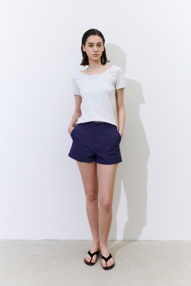 Understanding - Korean Women Fashion - #vintageinspired - Deep U-neck Short Sleeve Tee