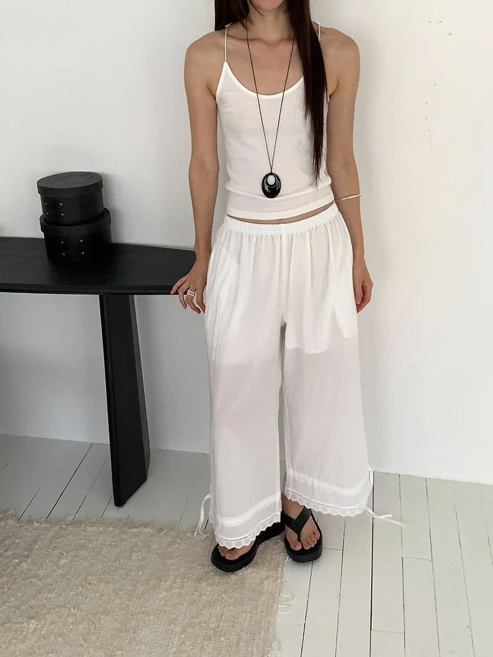 Vive L - Korean Women Fashion - #momslook - Lace Tunnel Pants - 12