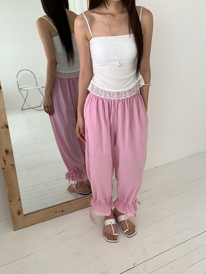 Vive L - Korean Women Fashion - #momslook - Lace Shirring Cap Sleeveless Top - 11