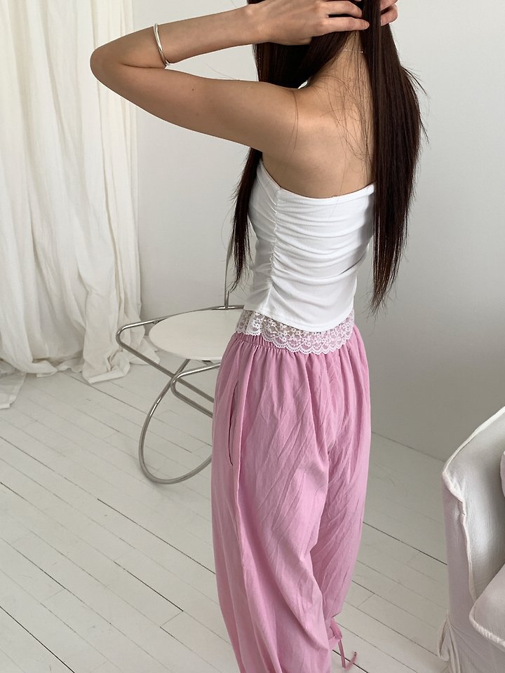 Vive L - Korean Women Fashion - #momslook - Lace Shirring Cap Sleeveless Top - 5