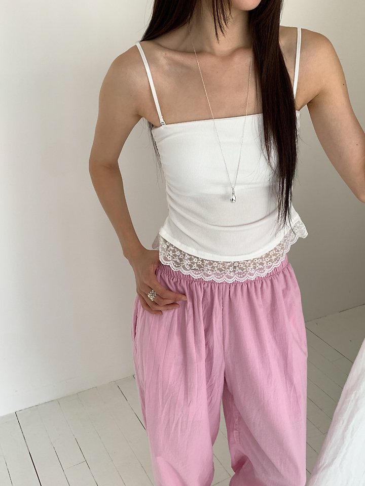 Vive L - Korean Women Fashion - #momslook - Lace Shirring Cap Sleeveless Top - 7