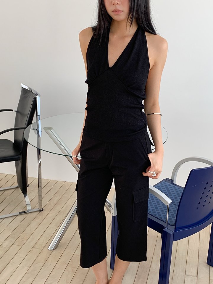 Vive L - Korean Women Fashion - #momslook - Waffle Halter Sleeveless Top - 11
