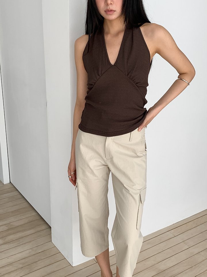 Vive L - Korean Women Fashion - #momslook - Waffle Halter Sleeveless Top - 7