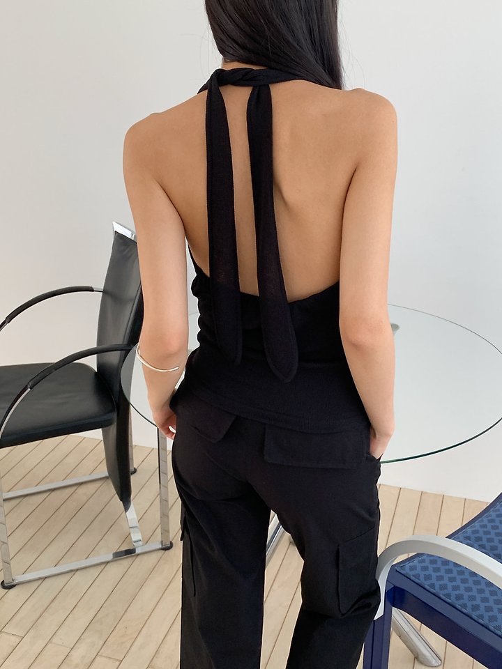 Vive L - Korean Women Fashion - #momslook - Waffle Halter Sleeveless Top - 9