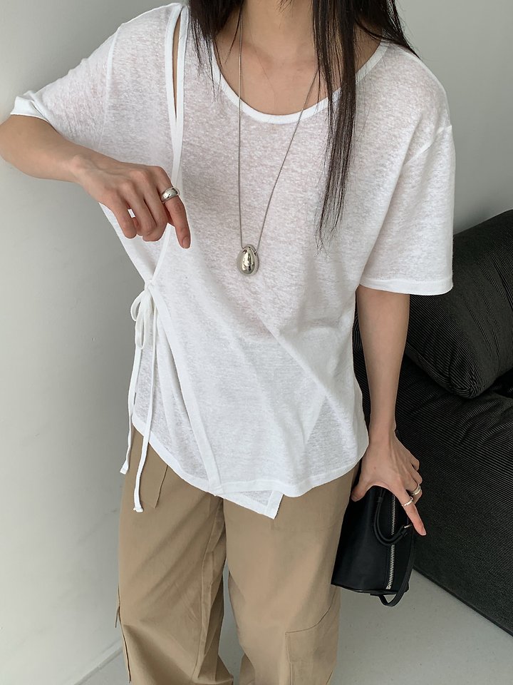 Vive L - Korean Women Fashion - #momslook - Yogurt Wrap Tee - 11