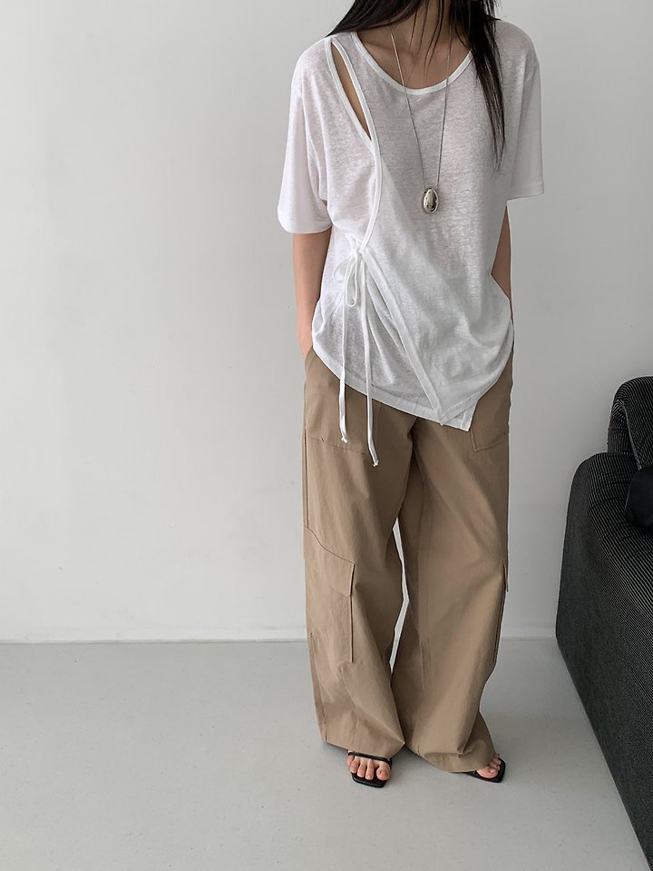 Vive L - Korean Women Fashion - #momslook - Yogurt Wrap Tee - 5
