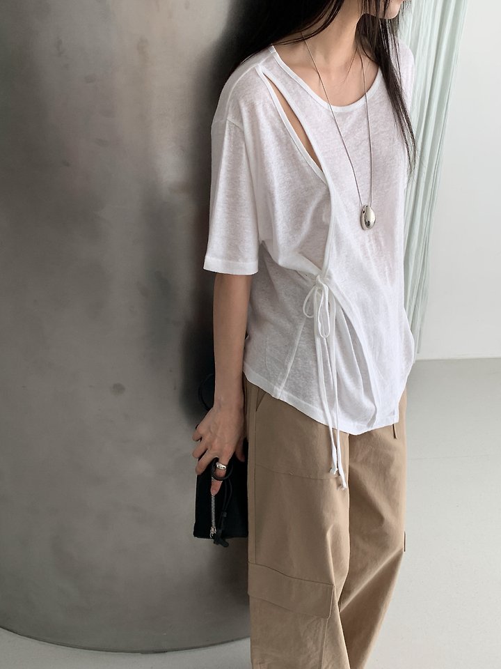 Vive L - Korean Women Fashion - #momslook - Yogurt Wrap Tee - 7