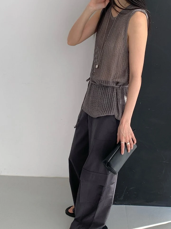 Vive L - Korean Women Fashion - #momslook - Mesh Knit Sleeveless Top - 6