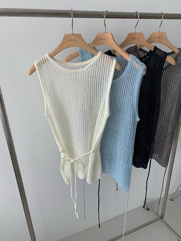 Vive L - Korean Women Fashion - #momslook - Mesh Knit Sleeveless Top - 9