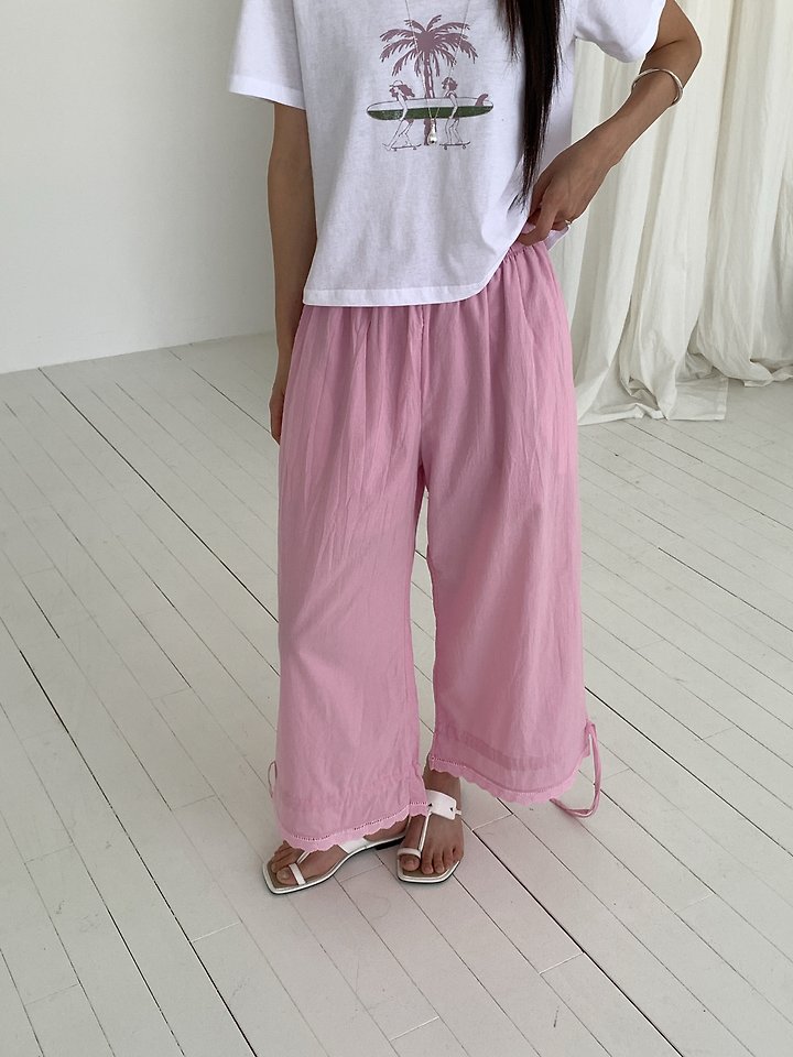 Vive L - Korean Women Fashion - #romanticstyle - Lace Tunnel Pants - 2