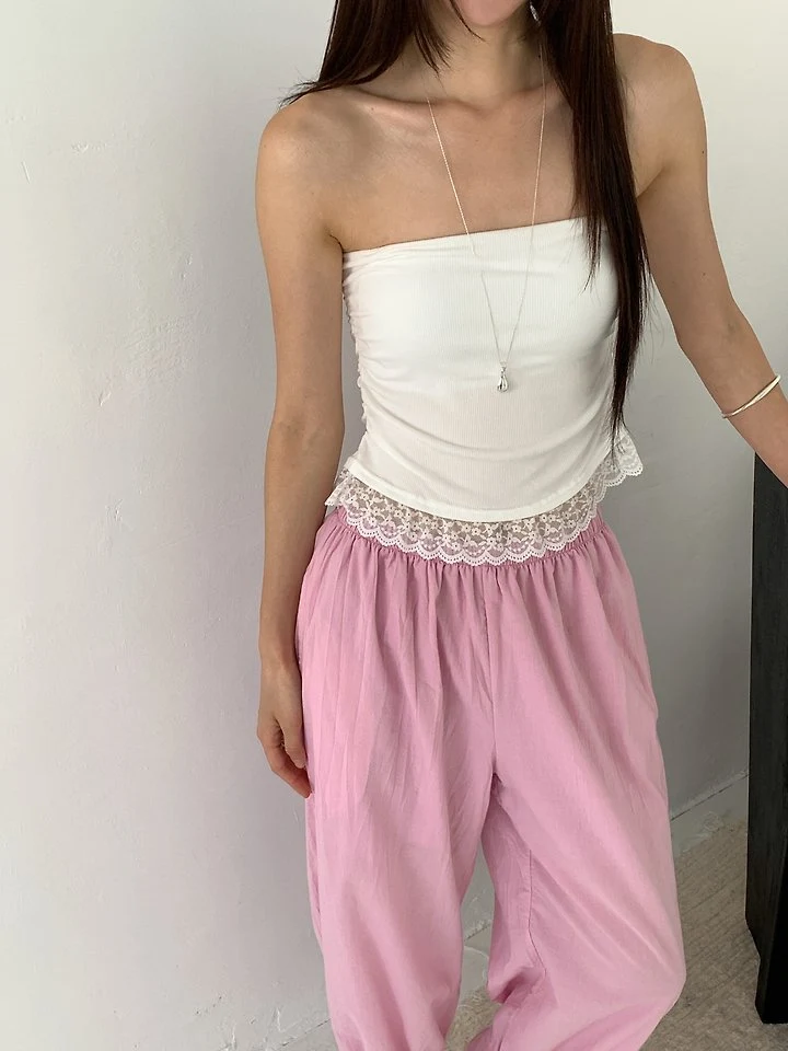 Vive L - Korean Women Fashion - #thatsdarling - Lace Shirring Cap Sleeveless Top - 3