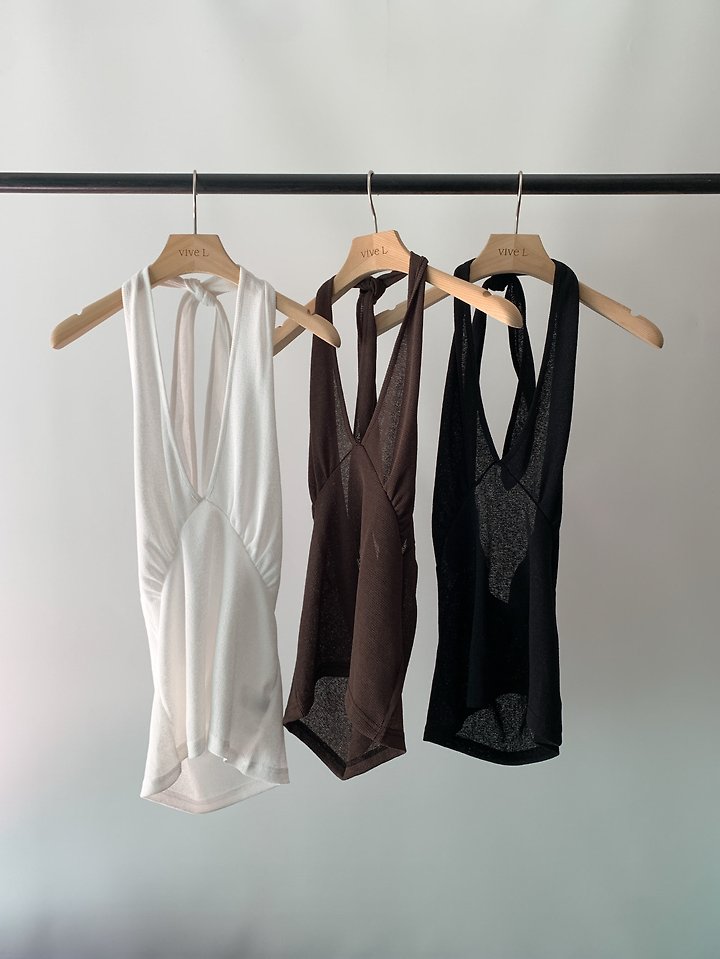 Vive L - Korean Women Fashion - #thatsdarling - Waffle Halter Sleeveless Top